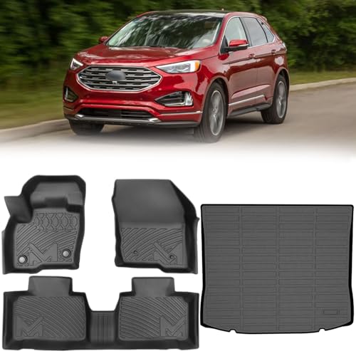 TPE Automotive Floor Mats & Cargo Liner Custom for 2015-2024 Ford Edge, All Weather Cover Protection Waterproof Black Floor Liner Front & Rear Row Full Set Car Mats, 4PCS