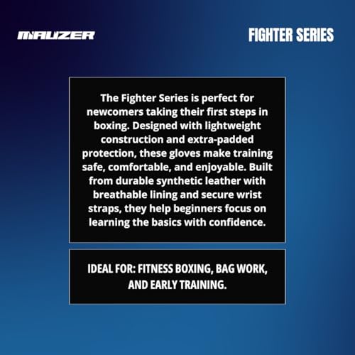 Image of MAUZER Tribal Shadow Fighter Boxing Gloves Training and Sparring Gloves with EIA Foam Padding Ventilated Palm Secure Thumb Lock Fit Velcro Wrist Support (Blue, 14 Oz)