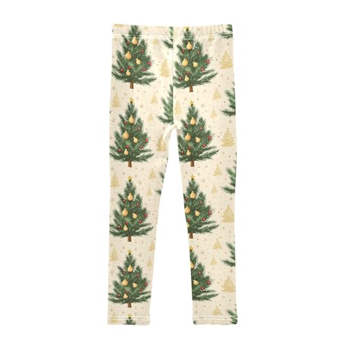Tree Pine Beige Girls Leggings,Workout Leggings for Girls Toddler Athletic Legging Size for 3-10T2