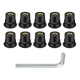 Alpha Rider 10PCS M6 Rubber Well Nut Kit for Windscreen & Fairing Universal M6 6mm1/2 Wellnuts for Universal Motorcycle with Aluminum Alloy Screw Tool