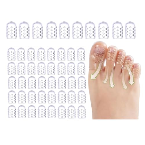 50 Pcs Silicone Toe Protectors Women, Anti-Friction Dual Size Big & Little, Soft Breathable Toe Covers for Corns, Blisters and Pain Relief (10Big+40Little)