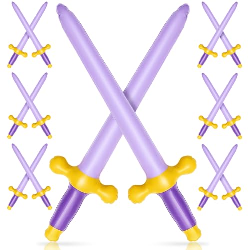Outus 6 Pcs Inflatable Swords Blow up Swords Party Favors Gold Purple