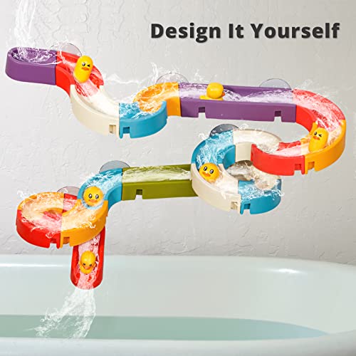 Duck Slide Bath Toys For Kids Ages 4-8, Wall Track Building Set 3+ Year Old, Fun Diy Kit Bathtub Time Birthday Gift For Toddler Boys & Girls (34 Pcs) #TOP1
