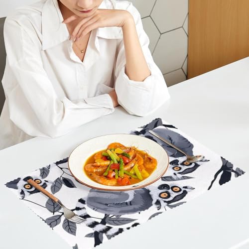 Lot de 6 sets de table lémuriens gris antidérapant et résistant - 7
