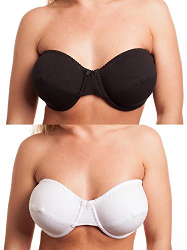 Womens Strapless Multiway Bras Unpadded Underwired Cotton Rich Black or White