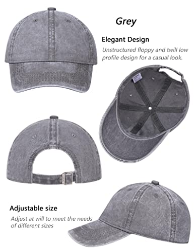Image of 3 Pack Vintage Washed Cotton Adjustable Baseball Caps for Men Women Unstructured Low Profile Plain Classic Dad Hat