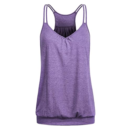 Wobity Zumba Clothes for Women Tunic Workout Tops for Womens Sleeveless Loose Fit Flowy Sports Tank Top Ladies Knitted Soft Activewear Exercise Tunic Purple Medium