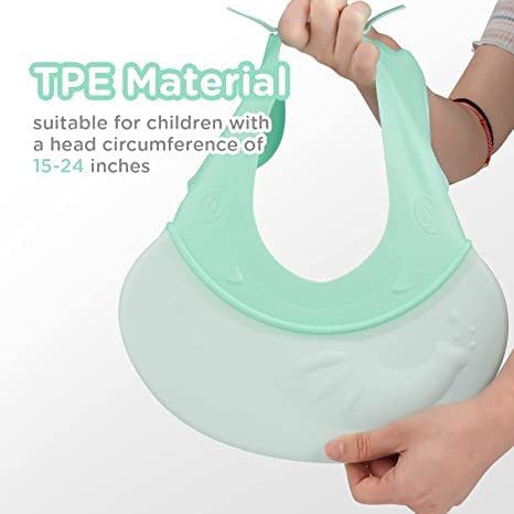 Miniatura 5 de Gorro de ducha para bebé, visera de baño ajustable de silicona para niños, evita el agua en los ojos, orejas y nariz
