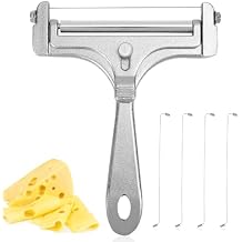 lasuroa Cheese Cutter, Stainless Steel Cheese Slicer with 4pcs Extra Wires Adjustable Handheld Butter Block Cutter for Cheddar Gruyere Mozzarella Kitchen Slicing Tools