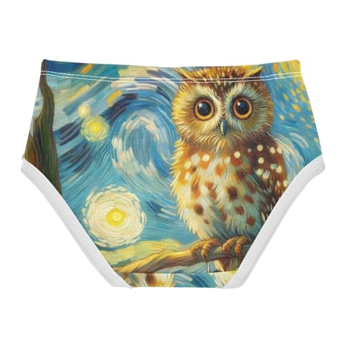 Cute Owl Starry Night Panties for Girl Girls Underwear Toddlers Cotton Cartoon Undies Kids Briefs 2t2