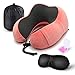Produktbild FFSMCQ Nackenkissen U-Form-Massage Reisekissen Memory Foam Nackenkissen Flugzeug-Reise-Kit Mit 3D Konturierte Augenmasken, Earplugs Tasche,A-Rosa