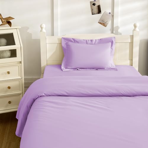 NookZuzu 3 Piece Toddler Sheet Set Purple Basics Bed Sheet Set for Toddler Microfiber 3-Piece Sheet Set Soft Breathable Crib Bedding Set for Kids Includes Flat Sheet Fitted Sheet Pillowcase