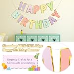 Happy Birthday Banner & Sign - 9ft Pre-Strung No Assembly | Pastel Birthday Decorations for Women, Girls, Boys, Adults, Pets | Party Backdrop, Wall Decor for All Celebrations - Image 3