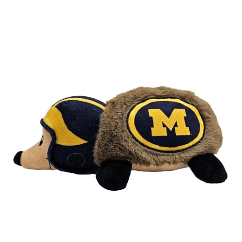 NCAA Michigan Wolverines Plush Hedgehog Toy for Dogs & Cats, Cool Soft Pet Toy for Fun and Interactive Play, Dog Chew Toy with Squeaker, Licensed Hot Pet Toy