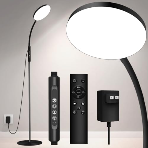 Mojimdo Lampa podłogowa 20000 Lux - elastyczna, ściemnialna lampa LED do terapii światłem z 5 kolorami, 10 poziomami jasności i wyłącznikiem czasowym