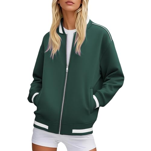Sudadera con capucha para invierno casual estilo universitario oversized verde oscuro en campus