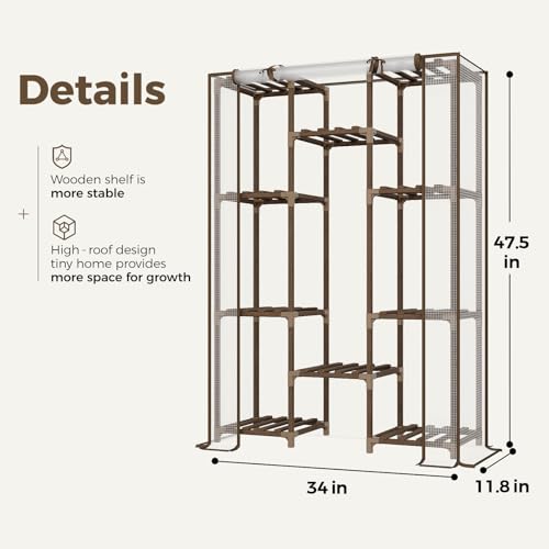 10-Tier Indoor/Outdoor Wood Plant Stand Greenhouse w/ Cover (White) - image 2