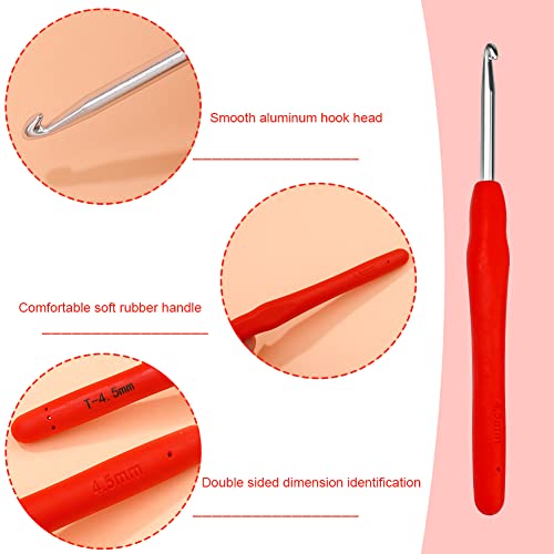 Image of Crochet Hook, 4.5 mm Ergonomic Crochet Hook, Crochet Needles for Arthritic Hands, Knitting Needles with Soft Handle Beginners and Experienced Hobbyists (4.5 mm)