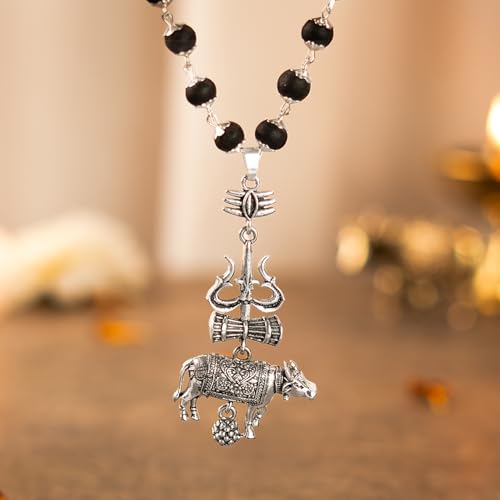 Image of Astrotalk Shiv Raksha Karungali Malai with Trishul Nandi Pendant | Karungali Mala Original 54 Beads | Blessings of Lord Shiva & Murugan | Divine Mala for Protection & Calmness | Gift for Man & Woman
