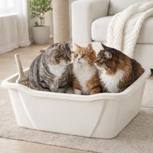 Arenero para gatos extra grande de plástico duradero miniatura 6