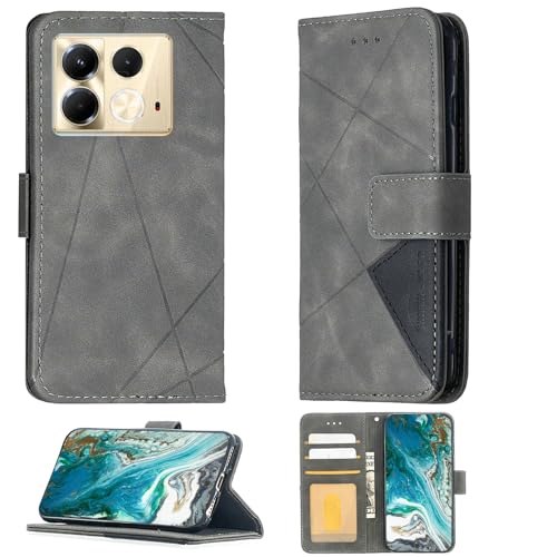 Aroepurt Case Compatible for Infinix Note 40 5g Phone Case Cover Flip Stand Cover PU Leather Wallet Case Grey