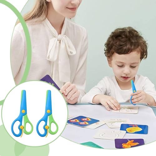 BIRLOZA 2 Stück Sicherheitsschere für Kinder Vorschulschere DIY-Bastelschere PP Kunststoffschneider Papierschere (10,7cm)