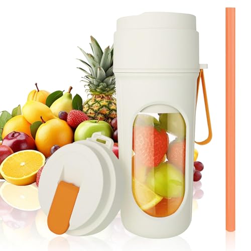 Batidora de Vaso Portatil, 450 ml Mini Licuadora, Blender Smoothie Maker con 12 Cuchillas, Batidora Batidos Pequeña, para Gimnasio, Oficina, Acampadas, Viajes(1500 mAh, Naranja)