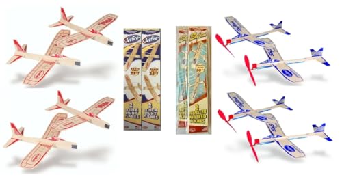 ItsYourAirplane.com Guillows Balsa Wood Gliders Jetfire Twin Pack & Sky Streak Twin Pack Gift Set Bundle - (4 Planes Total) by Guillow