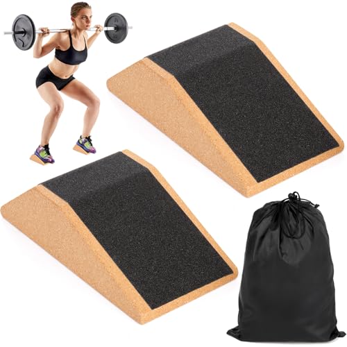 Yesland 2 Pack Cork Squat Wedge Block, Non Slip Heel Elevated Slant Board, Professional Weightlifting Calf Stretcher Squat Ramp, Lightweight Slant Board with Bag Yesland 2 Pack Cork Squat Wedge Block, Non Slip Heel Elevated Slant Board, Professional Weightlifting Calf Stretcher Squat Ramp, Lightweight Slant Board with Bag