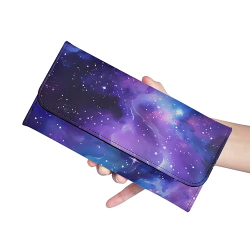 Image of AFPANQZ Womens Wallets Leather Trifold Multi Card Holder Slots Wallet, Starry Clouds Ladies' Leather Card Pouch Bag for Keys Lipstick Cit Cards Holder