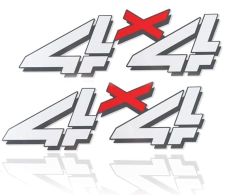 Image of Pair Set 4x4 Decals Stickers Emblem Replacement for 1998-2007 Silverado 1500HD 2500 HD Bed Side (White Red)