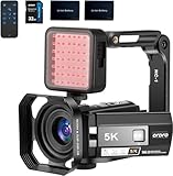ORDRO 5K Night Vision Camcorder 30MP 24FPS Vlogging Camera 3.0' IPS Touch Screen Digital Camera with IR Light,Remote Control, Handheld Holder,32G Memory Card