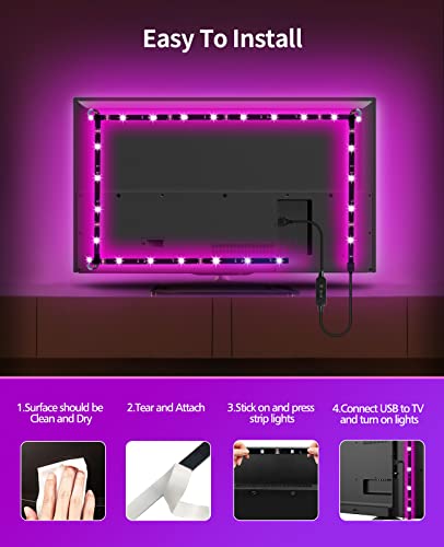 Keshu Led Lights For Tv 32-43 Inch, 9.8 Ft Tv Led Backlight Tv Led Lights That Sync With Tv,Led Tv Lights Behind Monitor,Usb Powered Led Strip Lights For Tv Backlight With Remote Bluetooth App #TOP5