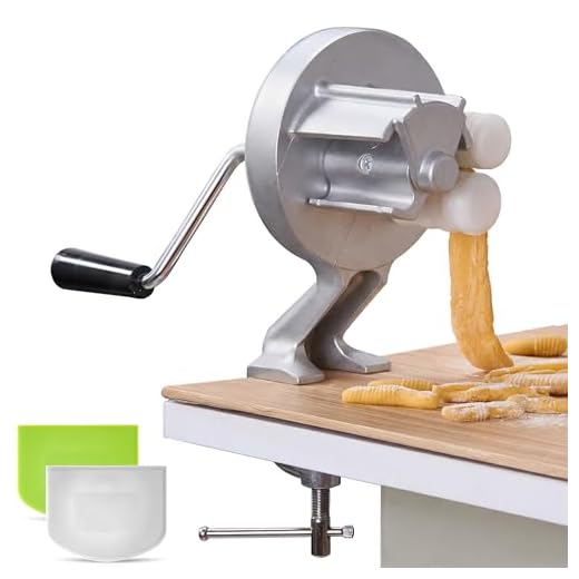 Venmark - Cavatelli Pasta Maker Machine - Traditional Italian Cast Aluminum Body with Rollers, Clamp & Handle - Gnocchi & Shell Pasta Tool