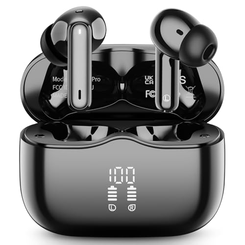 Wireless Earbuds, 2025 Bluetooth 5.4 Headphones HiFi Stereo 3D Bass in Ear Buds, Bluetooth Earphones with 4 ENC Noise Cancelling Mics, 40H Playtime Wireless Headphones with IP7 Waterproof, LED Display