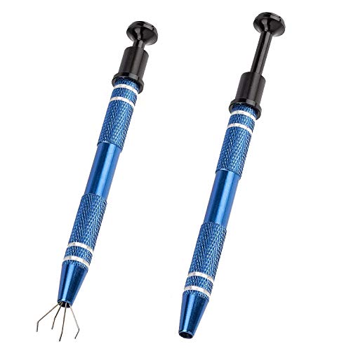 4-Claw Pick up Tool,2 Pcs Grabbers Stainless Steel IC Chip for Tiny Objects,Electronic Components,Beads Gems Parts in Home Office (Blue)