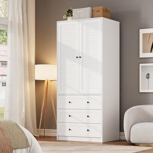 GarveeHome Wooden Wardrobe with Drawers and Doors