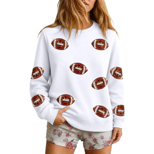yxlaml - Womens Sequin Football Sweatshirt Game Day Oversized Fall Pullover - Best Deal on Amazon