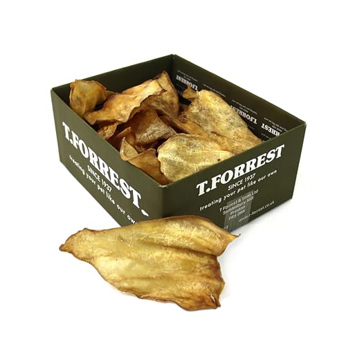 T. Forrest Cows Ears for Dogs - 20 Pack Natural Air-Dried Long-Lasting Chews High Protein Grain-Free Dental Treats - Healthy Dog Chews for All Breeds & Sizes - 1kg