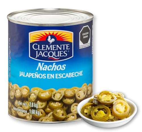 Clemente Jacques Nachos – Chiles Jalapeños Rebanados en Escabeche, Lata GIGANTE 2,8 kg (≃1,5 kg escurrido) | Jalapeños Mexicanos para nachos, tacos, pizzas y más