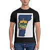 Vermont State Flag Map Print Men's T-Shirts for All Occasions, Comfortable Cotton Tees, Perfect for Everyday Wear Black #1