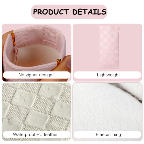 Image of Sightor Sunglasses Case, 2 Pcs Soft Eyeglass Cases Checkered Sunglass Case Portable Squeeze Top Leather Glasses Pouch