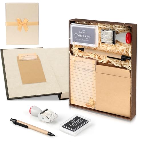 105 Pieces Library Card Pockets Personal Library Kit with 50 Due Date Note Cards 50 Self Adhesive...