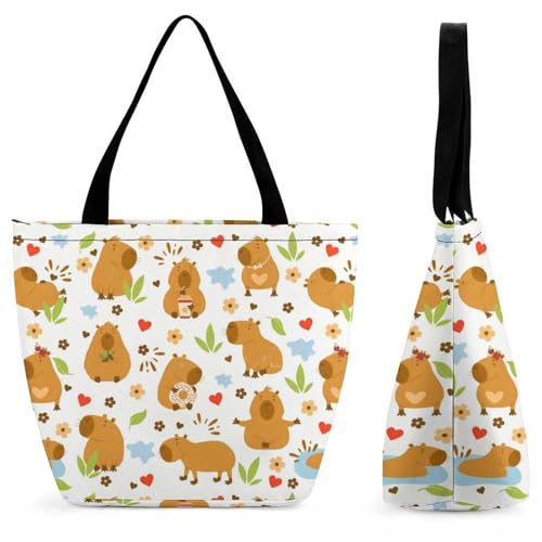Capybara Tote Bag for Women Reusable Shopping Bag Beach Bag for Shopping Gym Travel