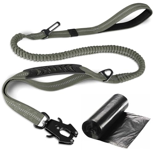 Strapazierfähige Taktische Hundeleine - 1.35-1.9M Hundeleine Verstellbar mit Müllsack, Stark Reflektierend Schnellverschluss Karabiner Sicherheitsleine Dog Leash Hundeleine für mittelgroße Große Hunde