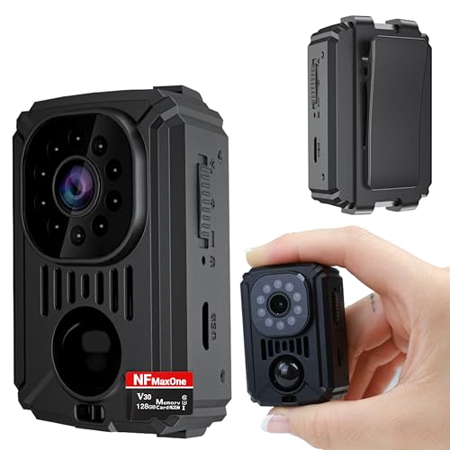 Mini Cámara Espía Oculta – Camara Vigilancia de Coche con Visión Nocturna y Detección de Movimiento, Funciona sin Internet, 11 Horas de Batería - Camara Vigilancia HD Sin Wifi, MicroSD 128GB