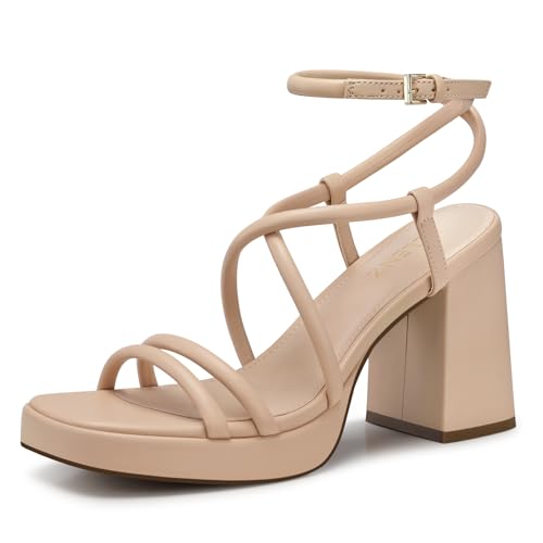 Image of CELLENZ Women Chunky Platform Heels: 3.9 Inch High Heel Prom, Wedding, Party, Square Open Toe Heeled Sandals, Strappy Comfortable Sexy Dressy Heels