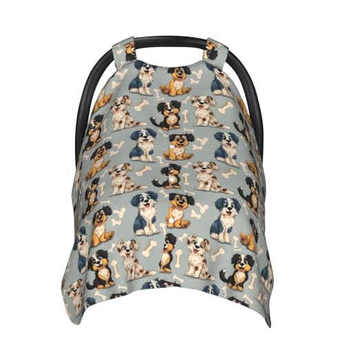 Cartoon Cute Puppy Dog Print Baby Car Seat Covers, Cute Nursing Cover Breastfeeding Cover, Breathable Stroller Covers, Multi-use Infant Carseat Canopy, Baby Boys Girls Newborn Essentials