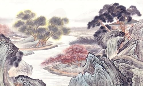 Papier peint panoramique montagne aquarelle 3D tapisserie murale