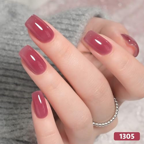 Image of GAOY Jelly Burgundy Gel Nail Polish Set, 6 Transparent Colors Red Pink Brown Nude Soak Off UV Light Cure Gel Polish Kit for Salon and Nail Art DIY at Home